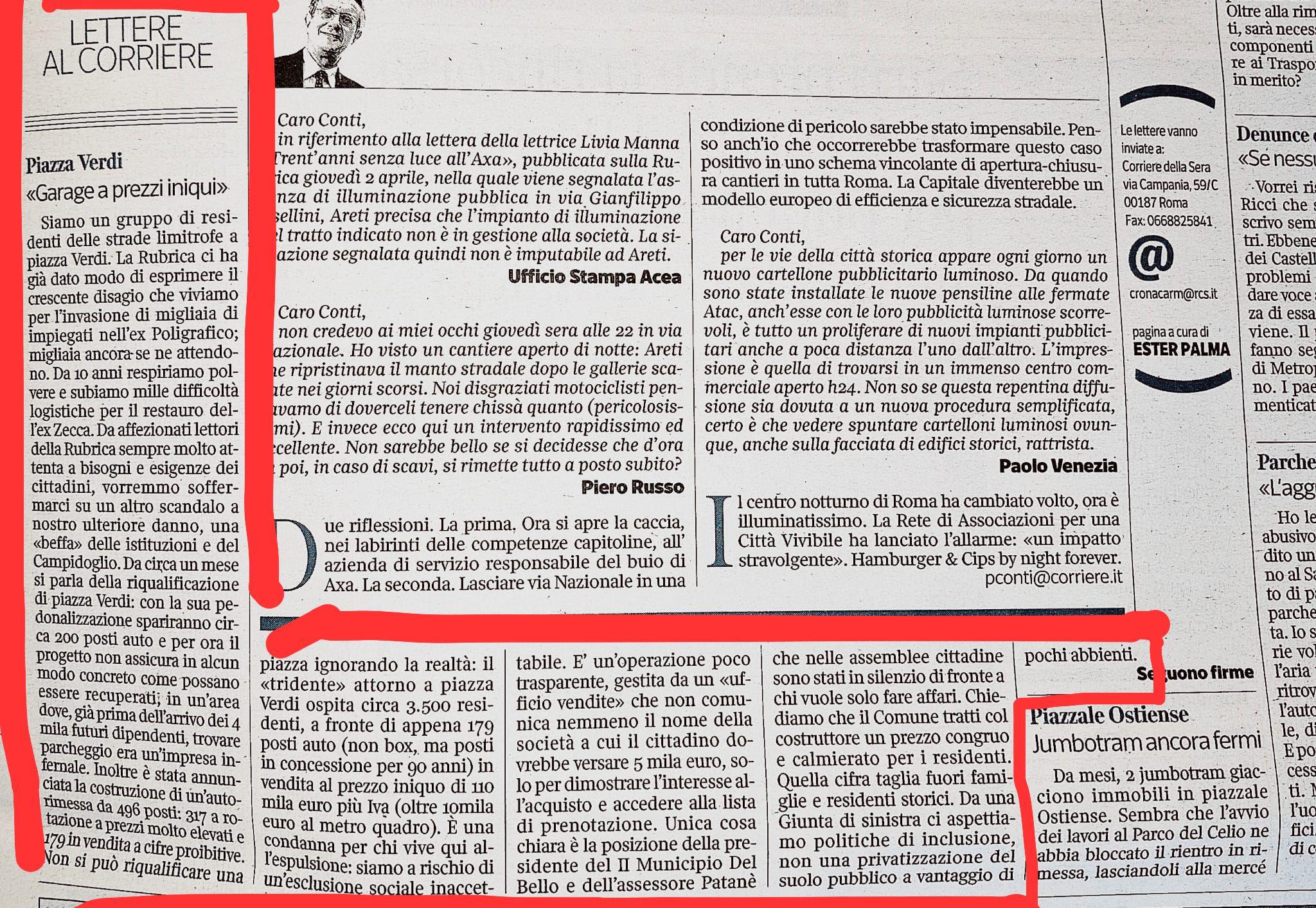 Lettera al Corriere della Sera: Piazza Verdi, garage a prezzi iniqui