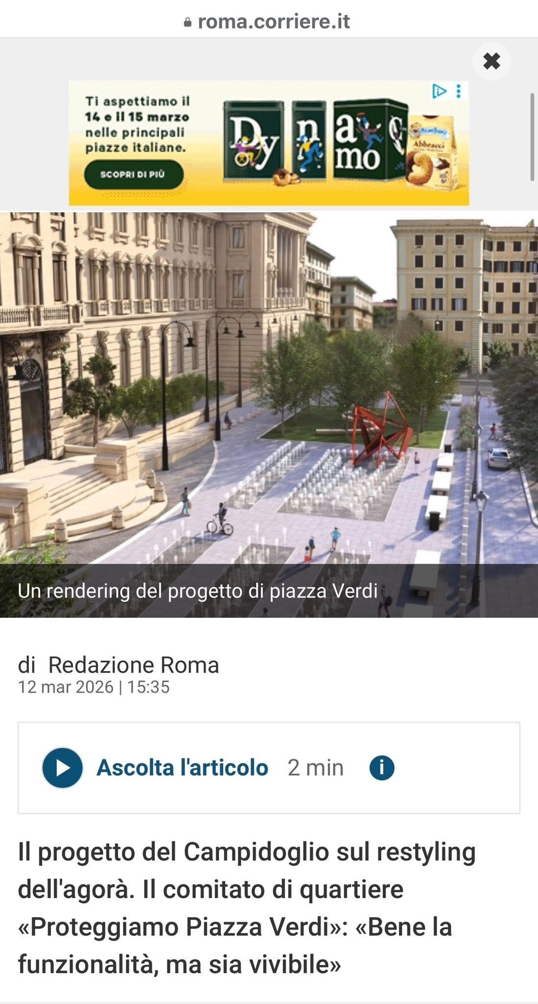 Corriere della Sera, 12 marzo 2026 - Rendering del progetto di Piazza Verdi